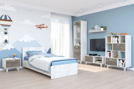 Комод с 3мя ящиками и 2 дверями на ножках К-2 ЭГО, бетон/камень 