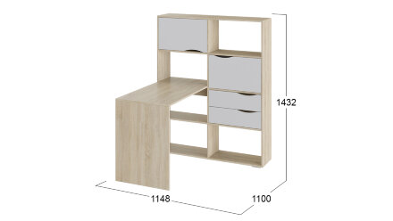 Стол письменный тип 7, дуб сонома/белый ясень 
