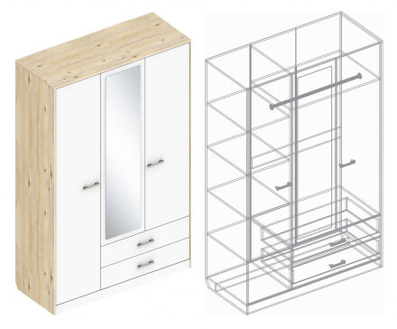 Шкаф трехстворчатый с двумя ящиками Милана  