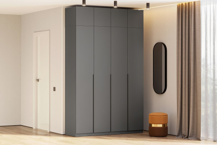 Шкаф &quot;ШК 5&quot; (1600) с антресолью, Графит серый  