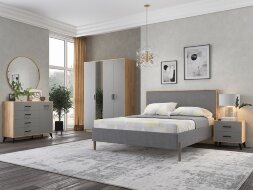 Кровать Svetlana Loft, дуб золотой / серый