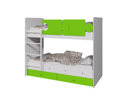 Кровать двухъярусная Тетрис, Белый / Розовый 