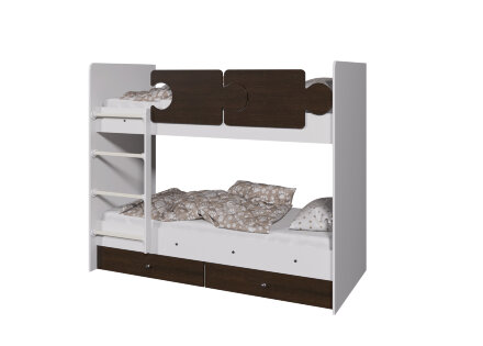 Кровать двухъярусная Тетрис, Белый / Розовый 