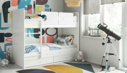 Кровать двухъярусная Тетрис, Белый / Розовый 