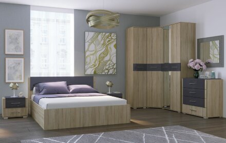 Модульная спальня Бьянка, Сонома/Графит (Композиция 1) 